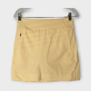 Women Athleta Yellow Activewear Skirt With Shorts Lining Zippered Pockets Size 2